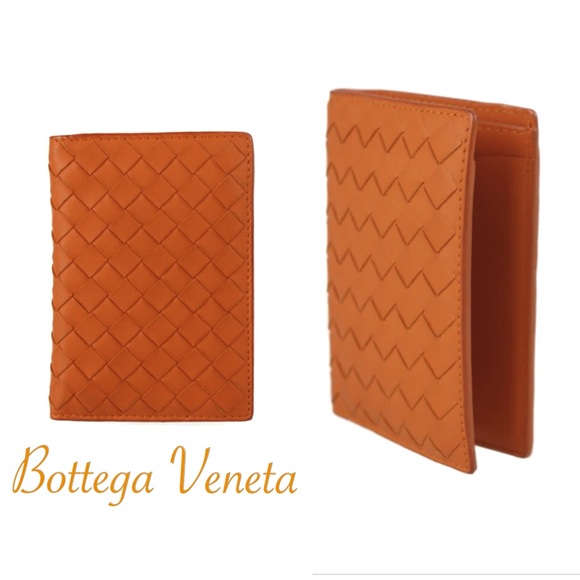 BOTTEGA VENETA ⇢ Intrecciato Card Case 𓁿 Orange Lambskin 𖠰 Pocket Organizer - Picture 4 of 7